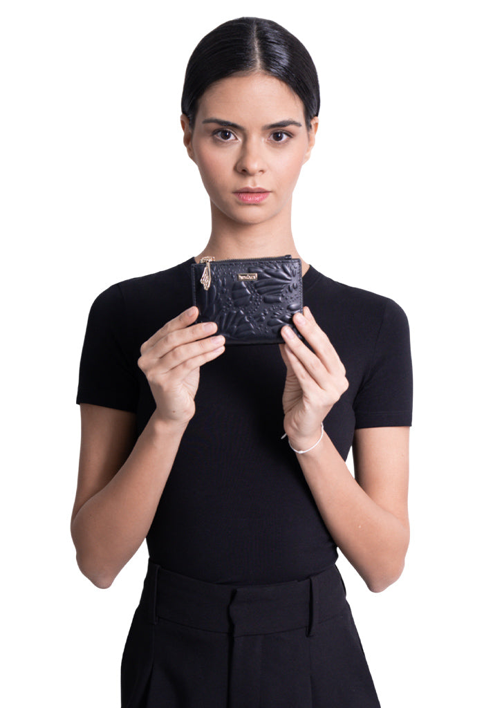 Cartera Chica Yemal Piel Grabado Mariposa