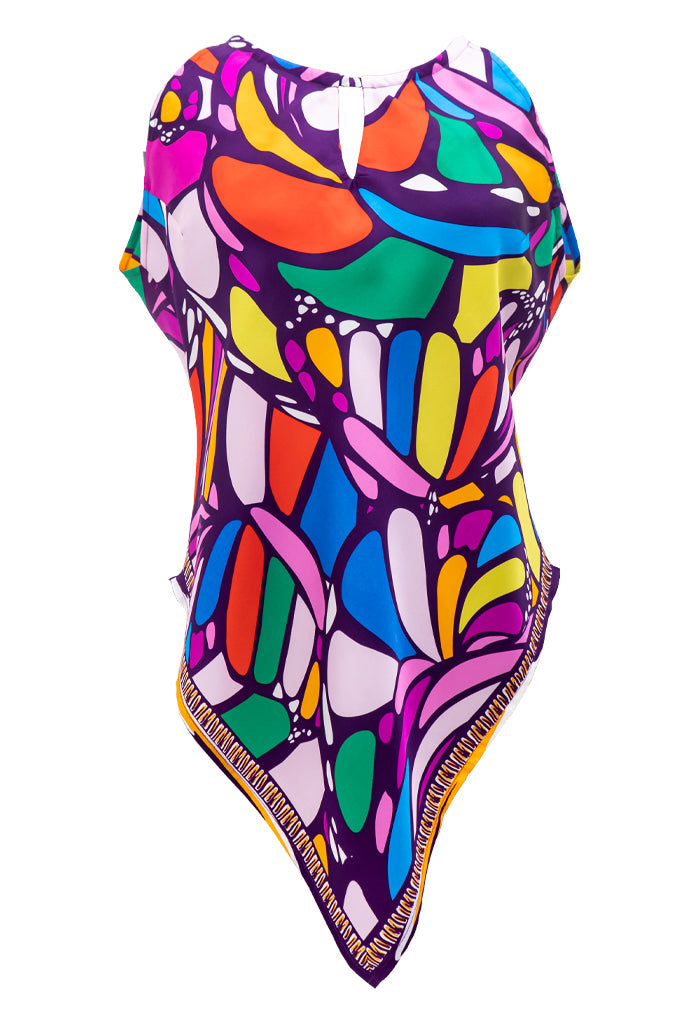Blusa Cuello Ajustable Mariposa Abstracta