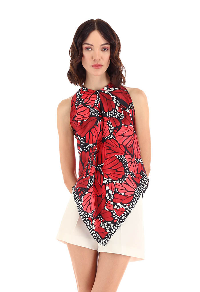 Blusa Cuello Ajustable Mariposa Macro