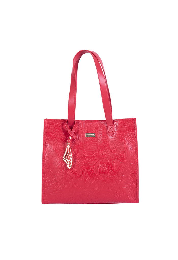 Tote Xunaán de Piel Grabado Mariposa