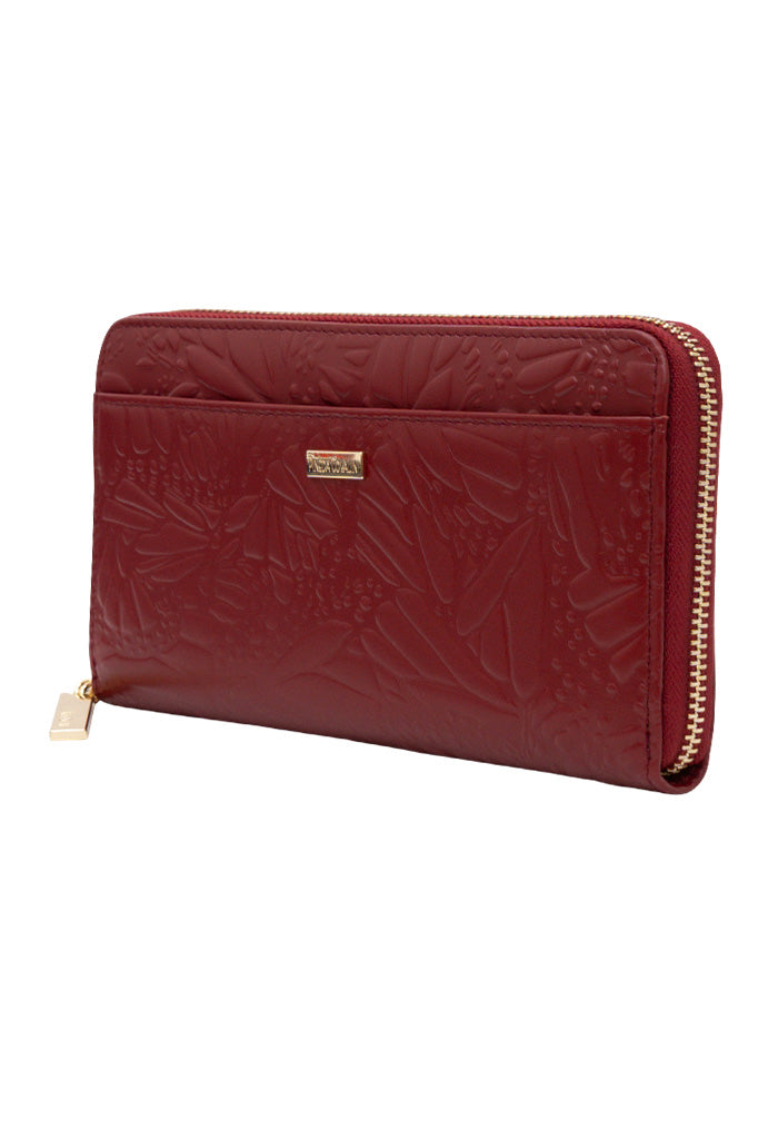 Cartera Grande Piel Grabado Mariposa