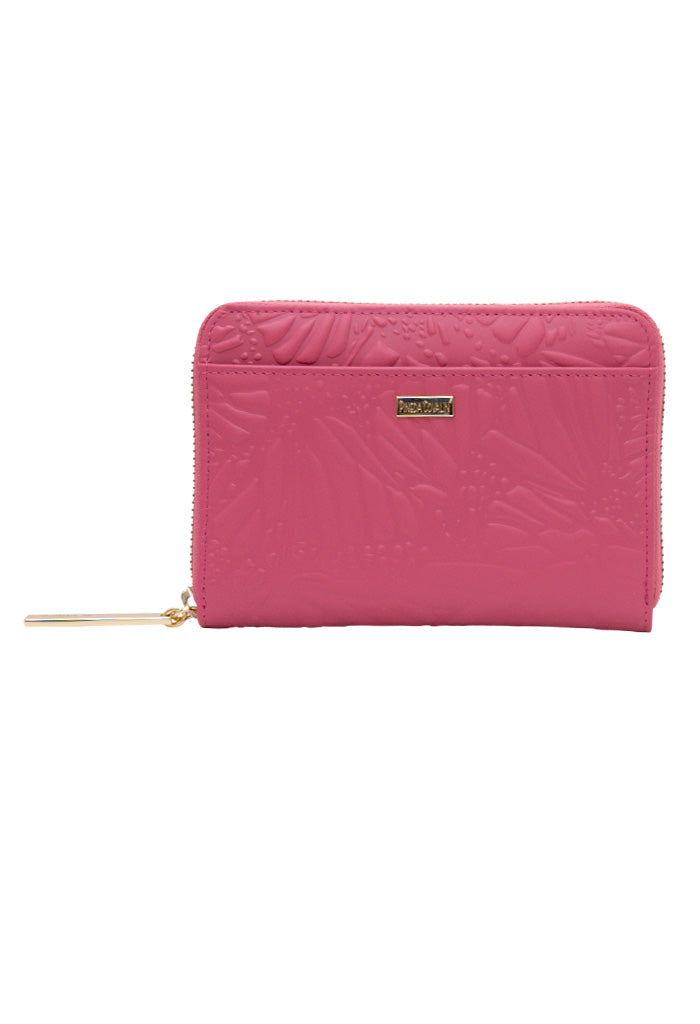 Cartera Mediana Piel Grabado Mariposa