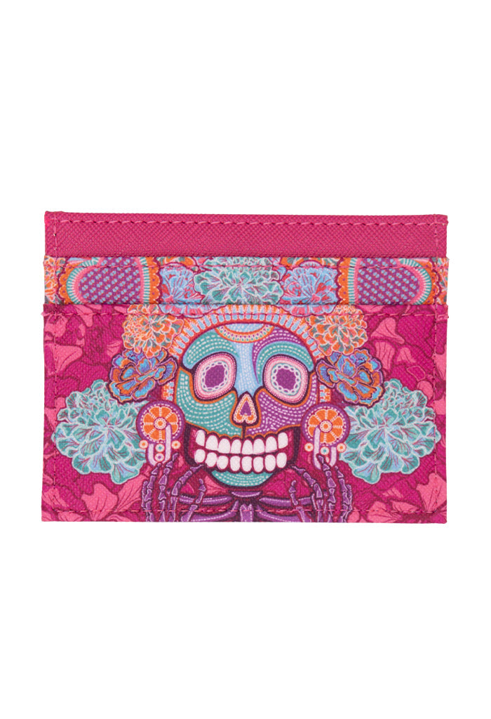 Tarjetero Kuxtal Saffiano Día de Muertos Catrina