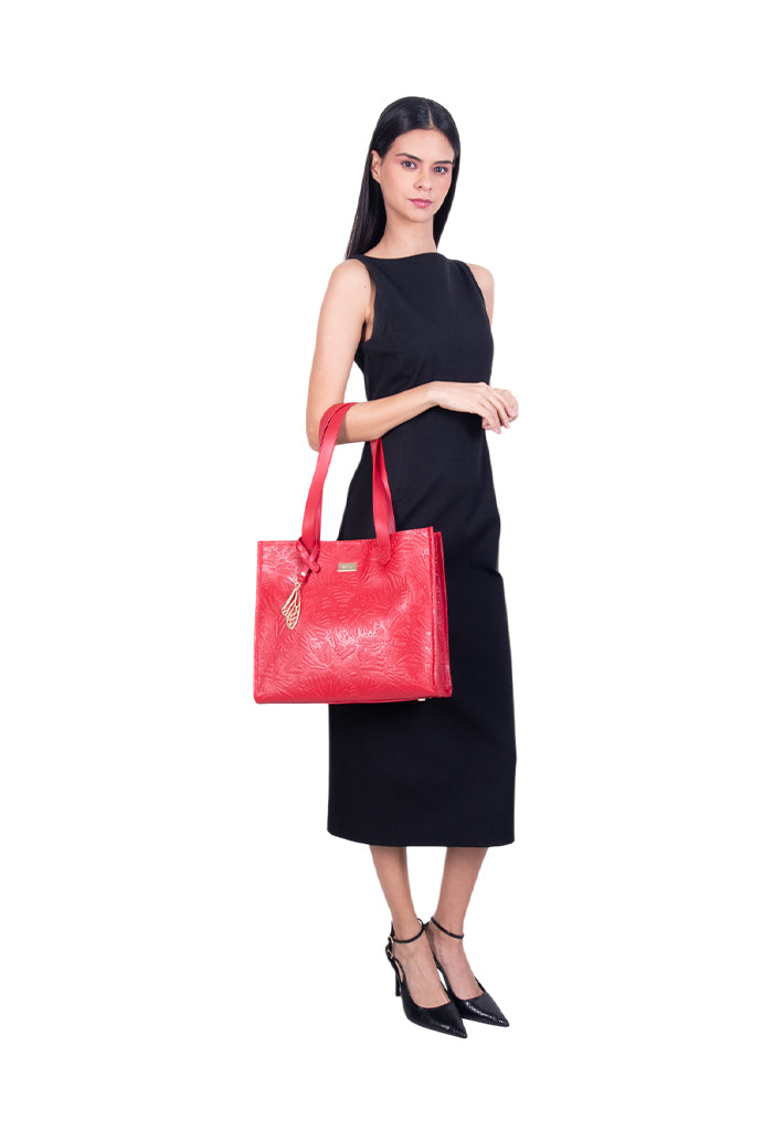 Tote Xunaán de Piel Grabado Mariposa
