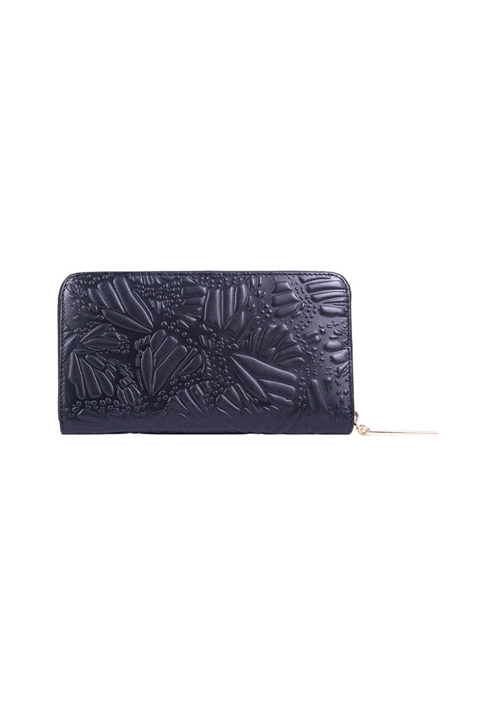 Cartera Grande Piel Grabado Mariposa