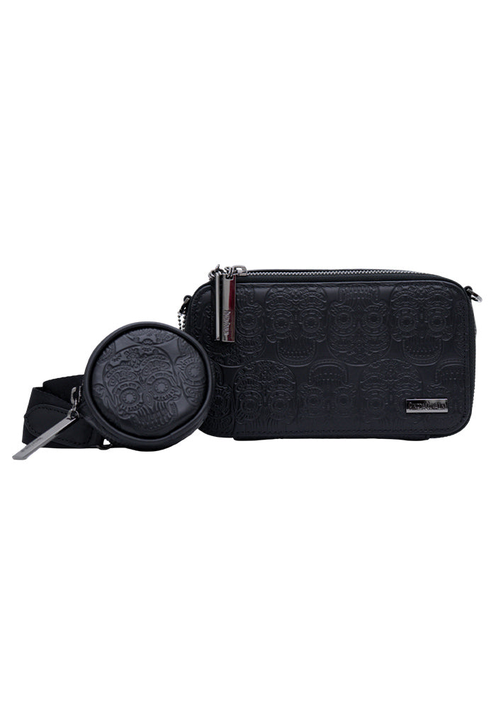 Bolsa Crossbody Utsil de Piel Grabado Tzompantli