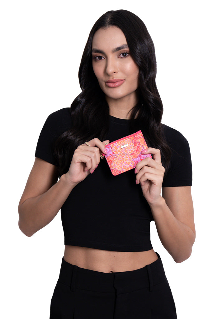 Tarjetero c/llavero Neek Saffiano Cempasúchil