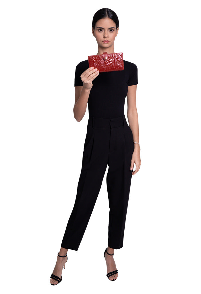 Cartera Grande Xook Piel Grabado Mariposa