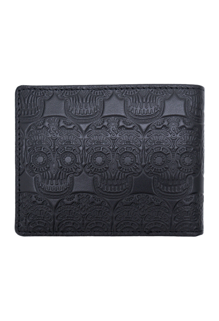 Cartera Tuumben De Piel Grabado Tzompantli