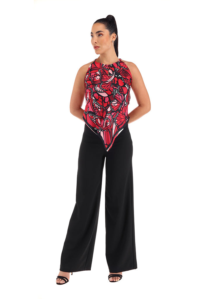 Blusa Cuello Ajustable Vuelo de Mariposa
