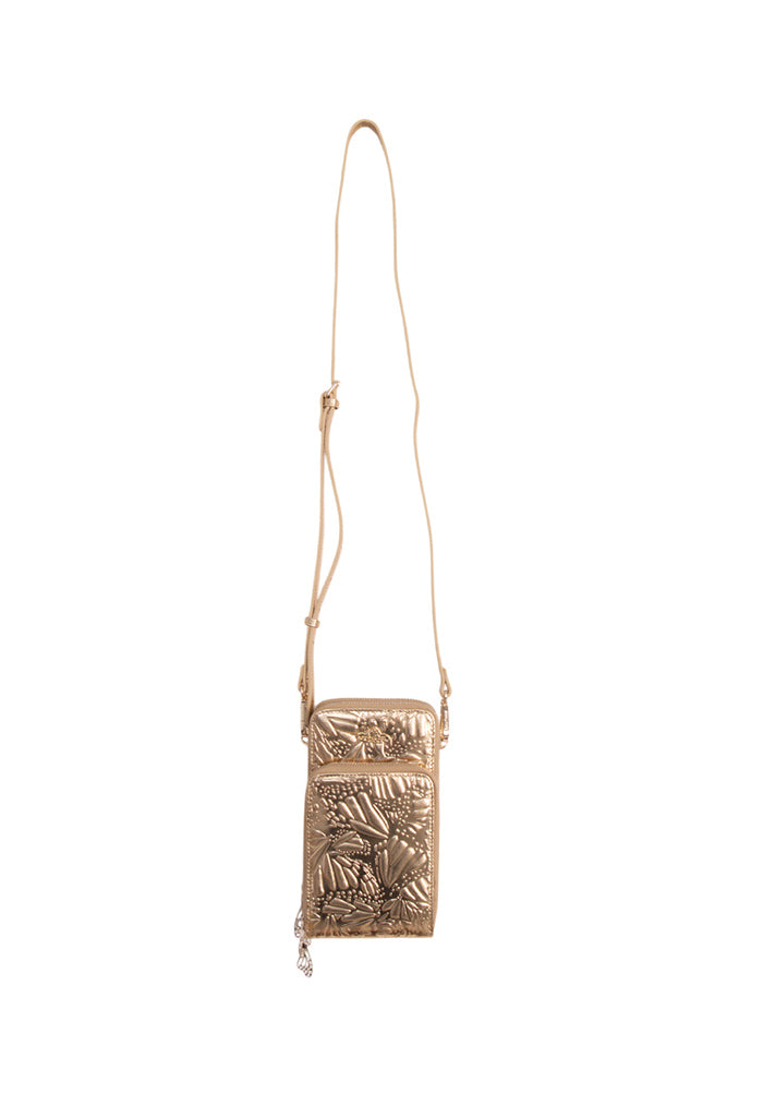 Porta Celular Naab de Piel Grabado Mariposa