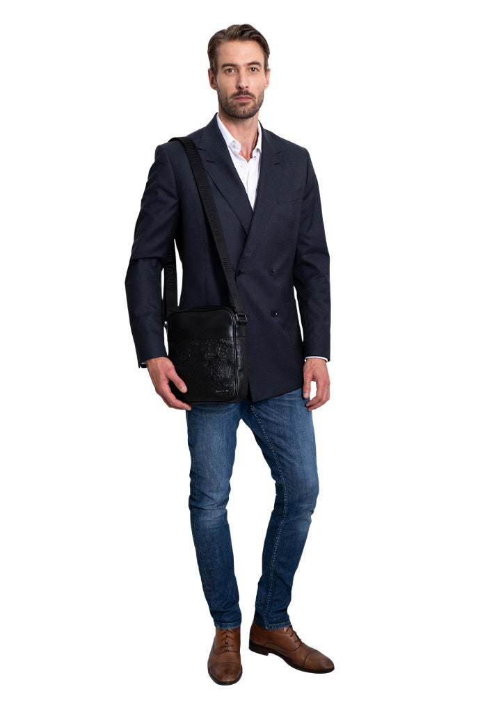 Messenger Bag Kaabal de Piel Grabado Tzompantli
