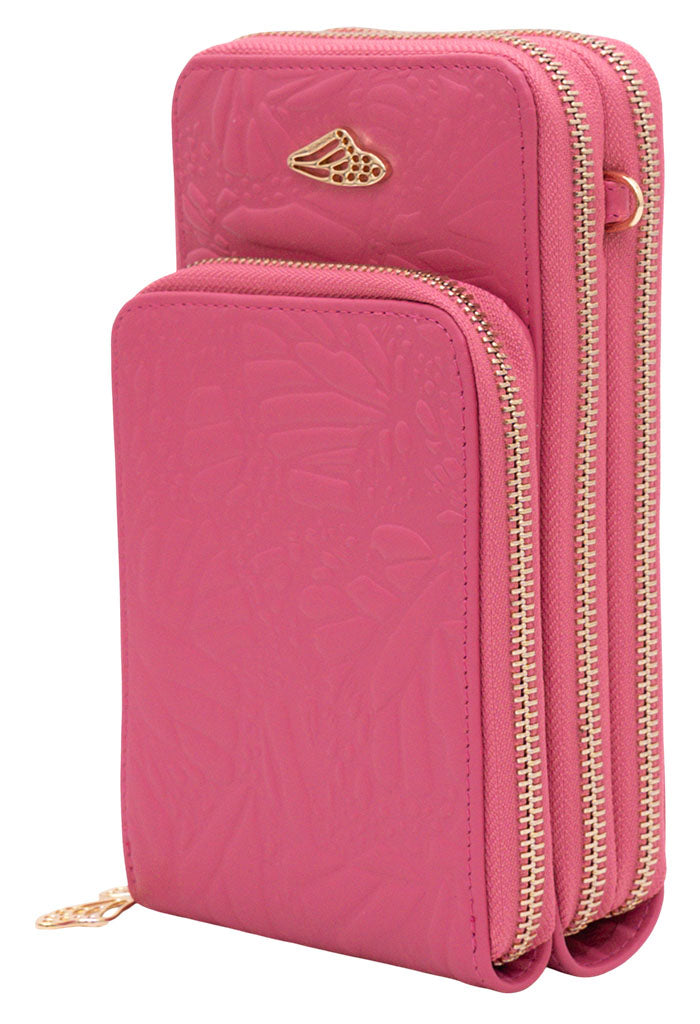 Porta Celular Naab de Piel Grabado Mariposa