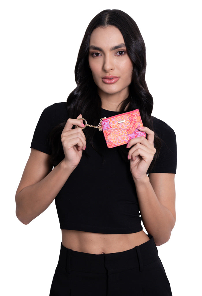 Tarjetero c/llavero Neek Saffiano Cempasúchil