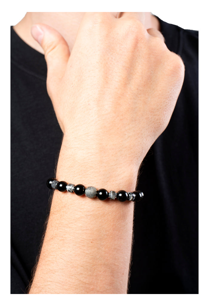 Pulsera Onix para Caballero Detalle Plata