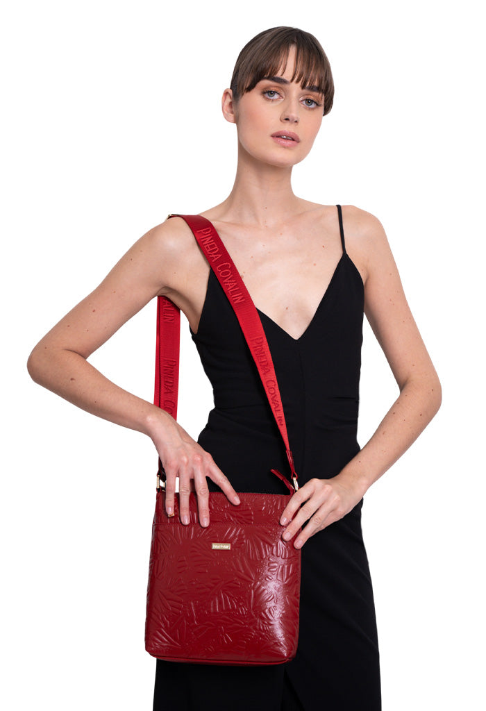 Messenger Bag Xíimbal de Piel Grabado Mariposa