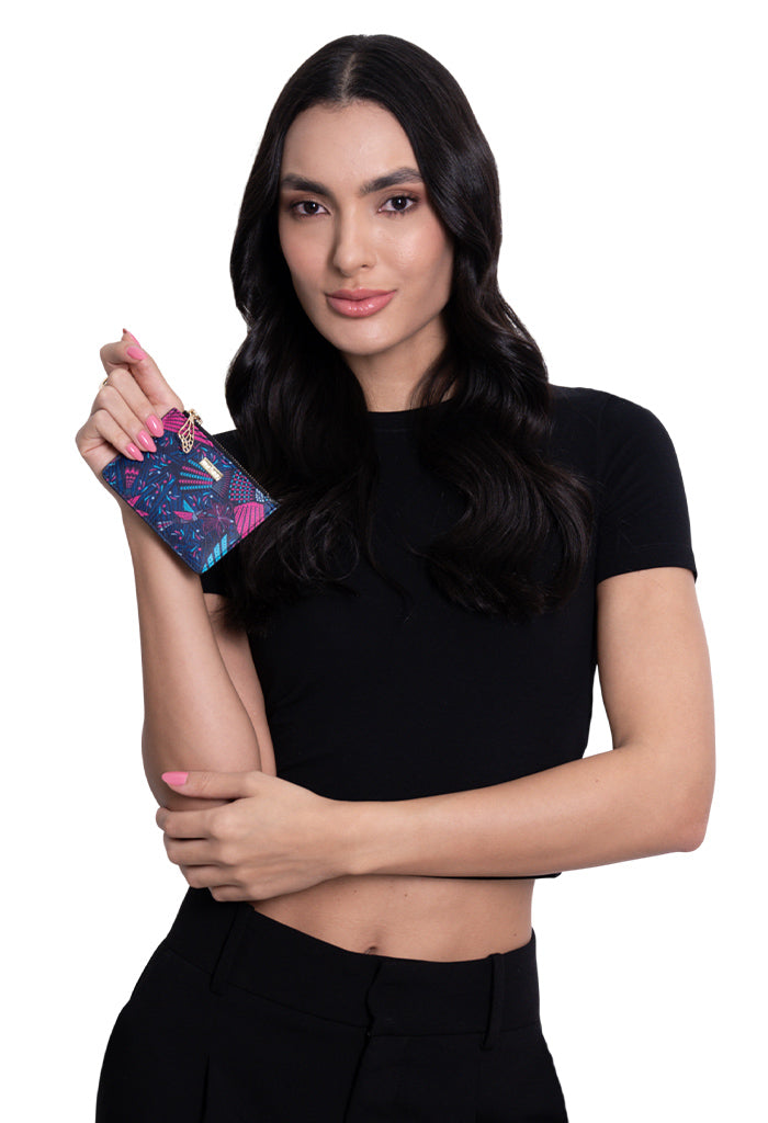 Tarjetero c/llavero Neek Saffiano Colibrí