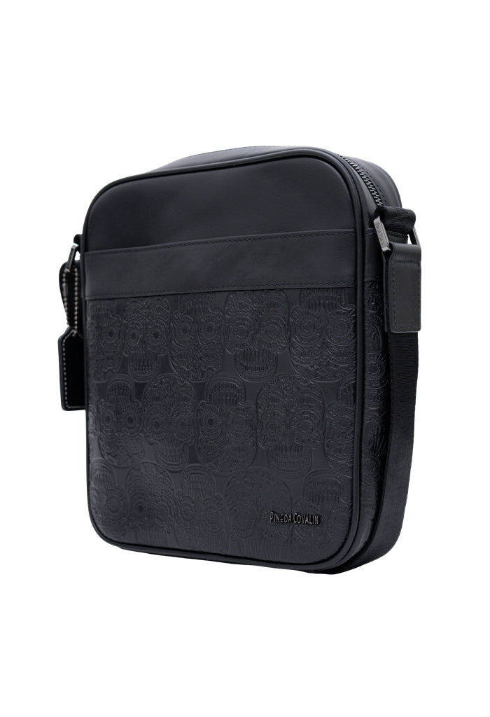 Messenger Bag Kaabal de Piel Grabado Tzompantli