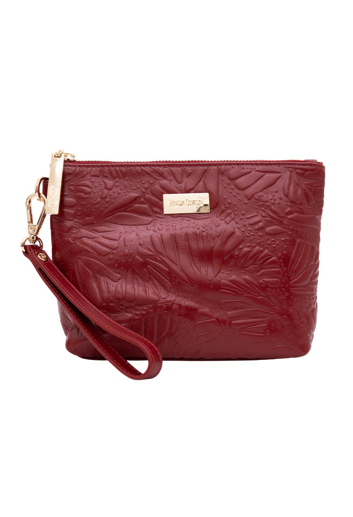 Cosmetiquera Piix de Piel Grabado Mariposa