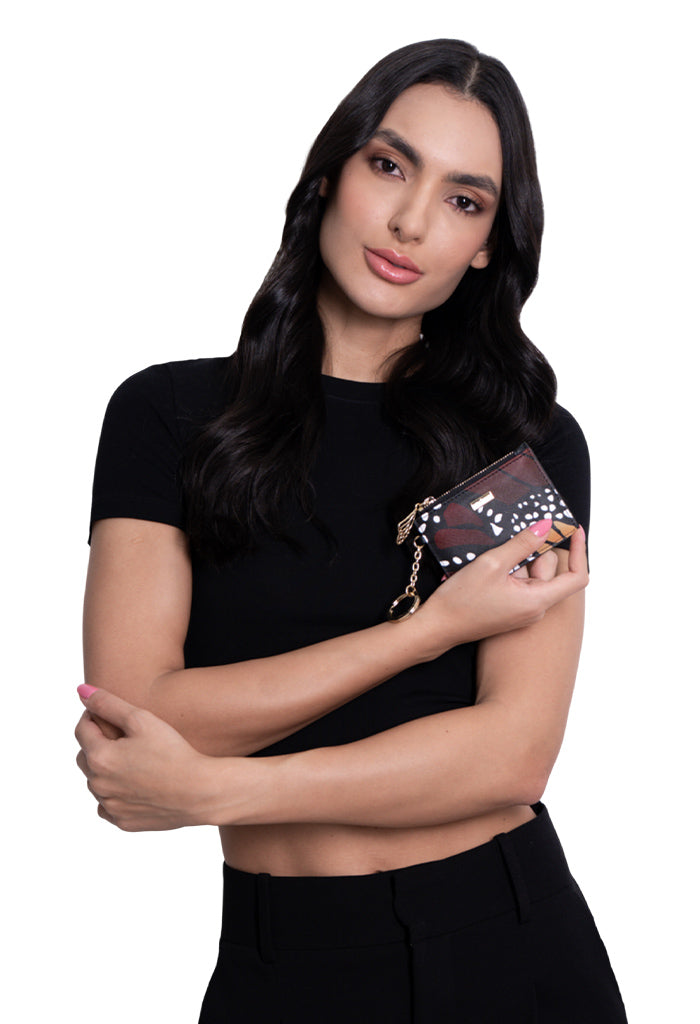 Tarjetero c/llavero Neek Saffiano Mariposa Macro