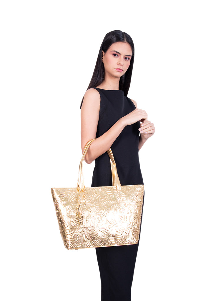 Tote K'iin de Piel Grabado Mariposa