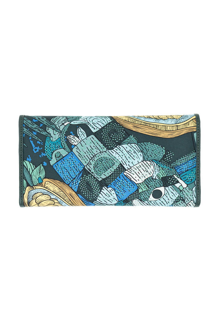Cartera Bolsillo Azul Acero Máscara de Jade