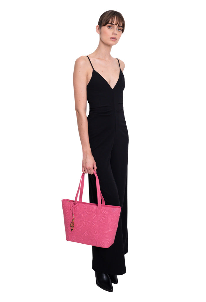 Tote K'iin de Piel Grabado Mariposa