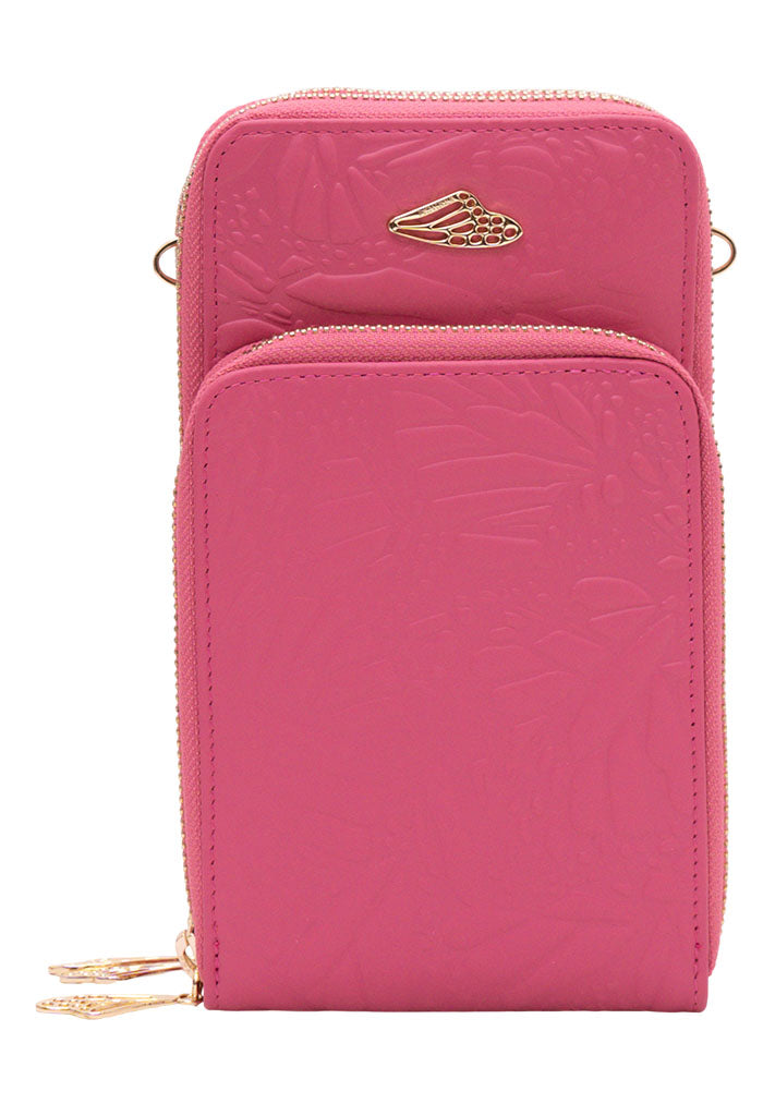 Porta Celular Naab de Piel Grabado Mariposa