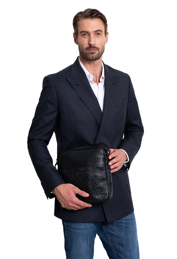 Messenger Bag Kaabal de Piel Grabado Tzompantli