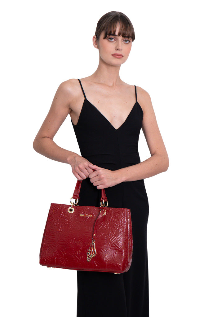 Bolsa Kaxan Piel Grabado Mariposa