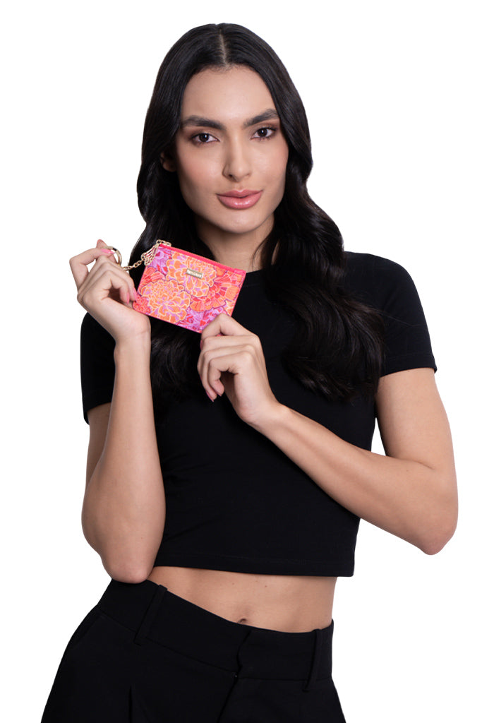 Tarjetero c/llavero Neek Saffiano Cempasúchil