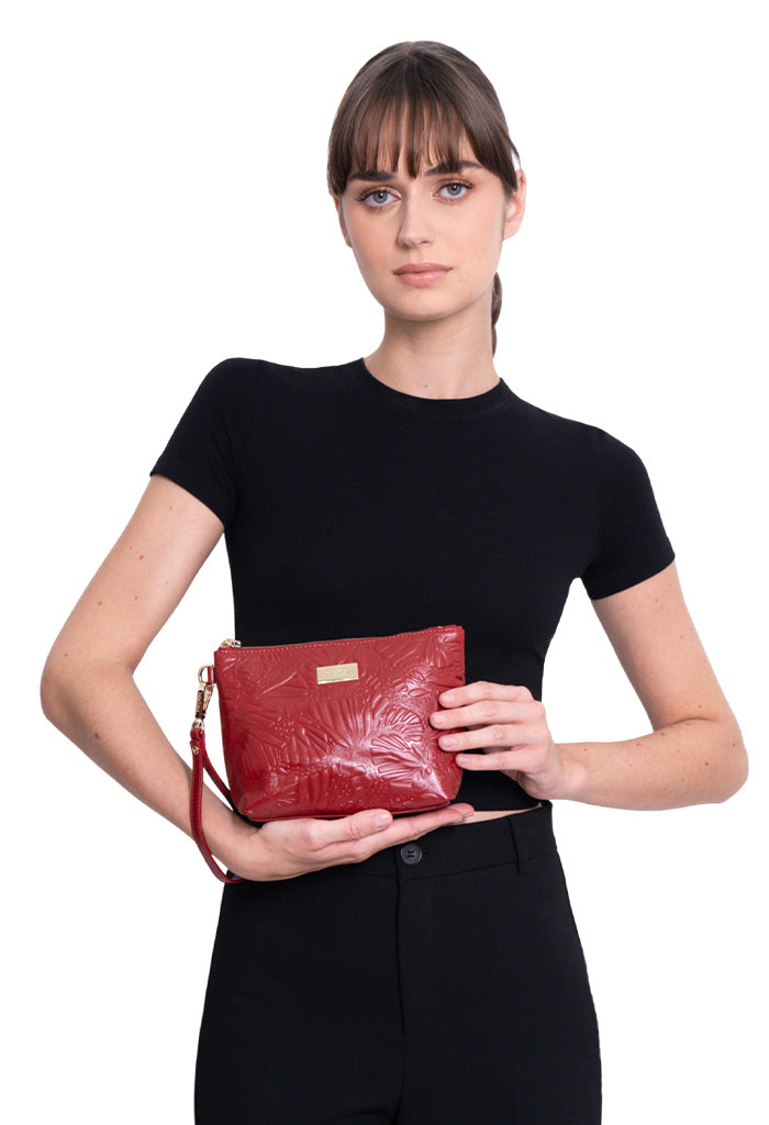 Cosmetiquera Piix de Piel Grabado Mariposa