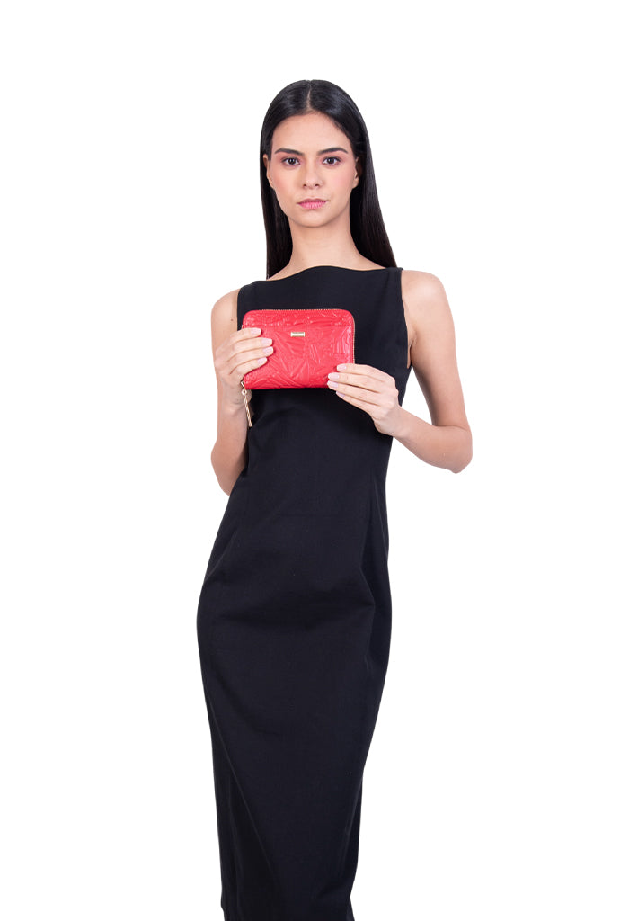 Cartera Mediana Piel Grabado Mariposa