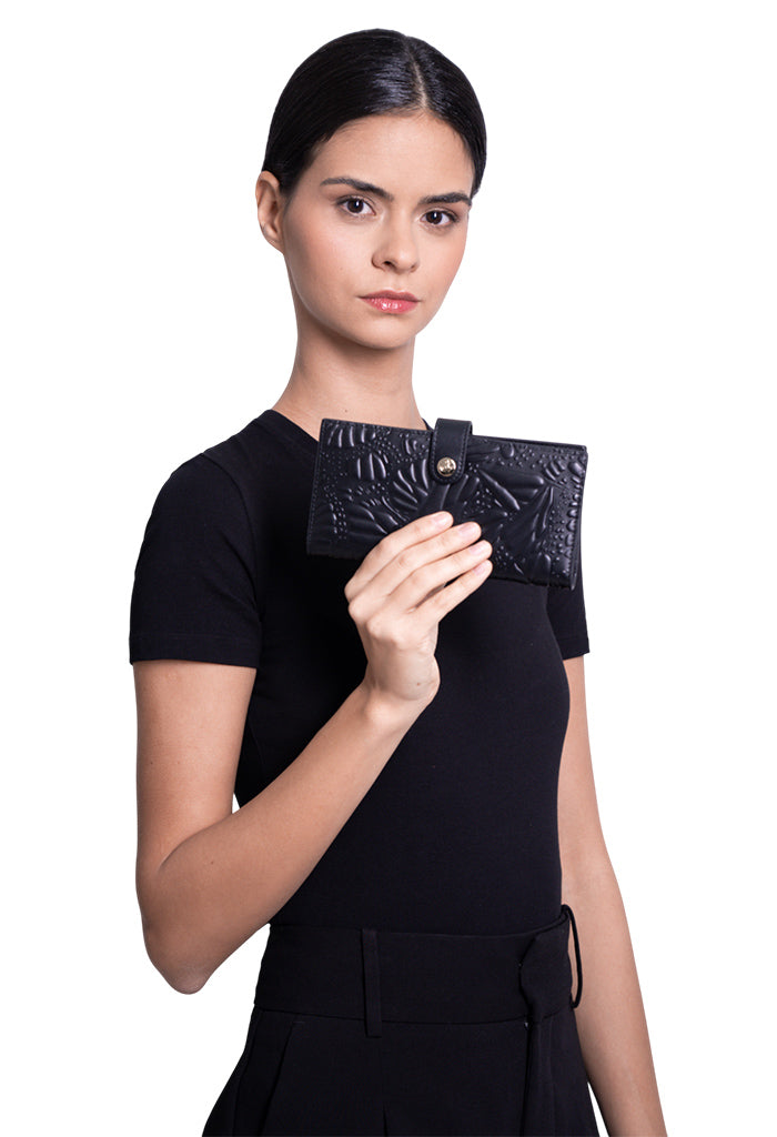 Cartera Grande Xook Piel Grabado Mariposa