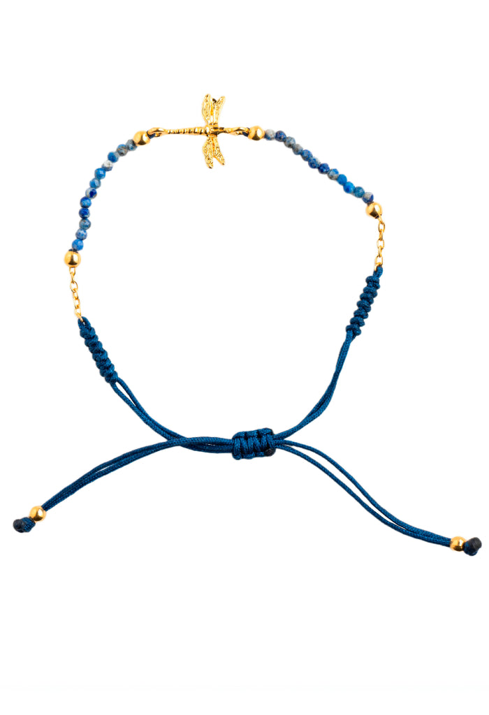 Pulsera Libélula Tejida Piedra Citrino