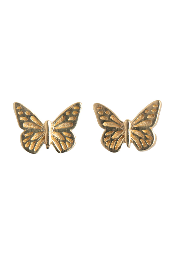 Broqueles Mariposa Mini Baño Oro