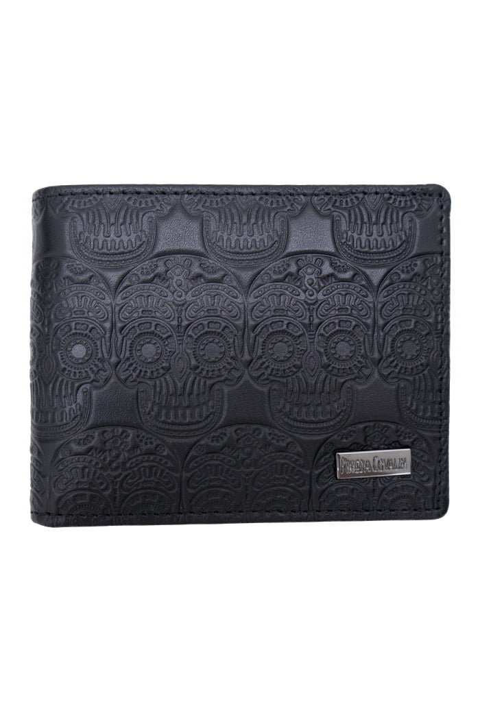 Cartera Tuumben De Piel Grabado Tzompantli