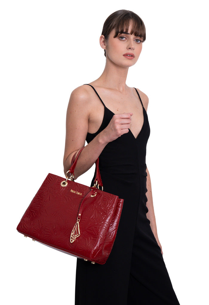 Bolsa Kaxan Piel Grabado Mariposa