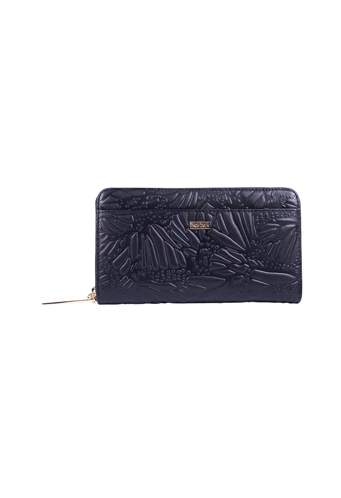 Cartera Grande Piel Grabado Mariposa