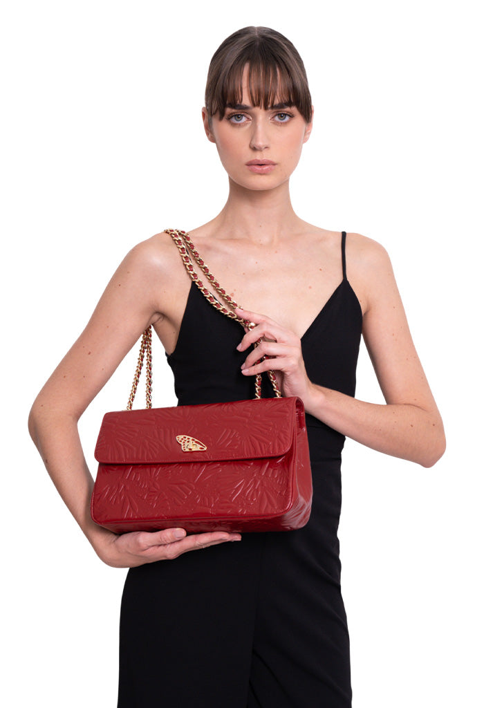 Bolsa Tusbel Piel Grabado Mariposa