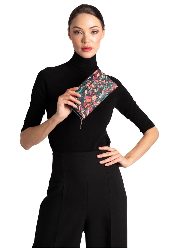 Cartera Grande Vuelo de Mariposa Verde/Rosa