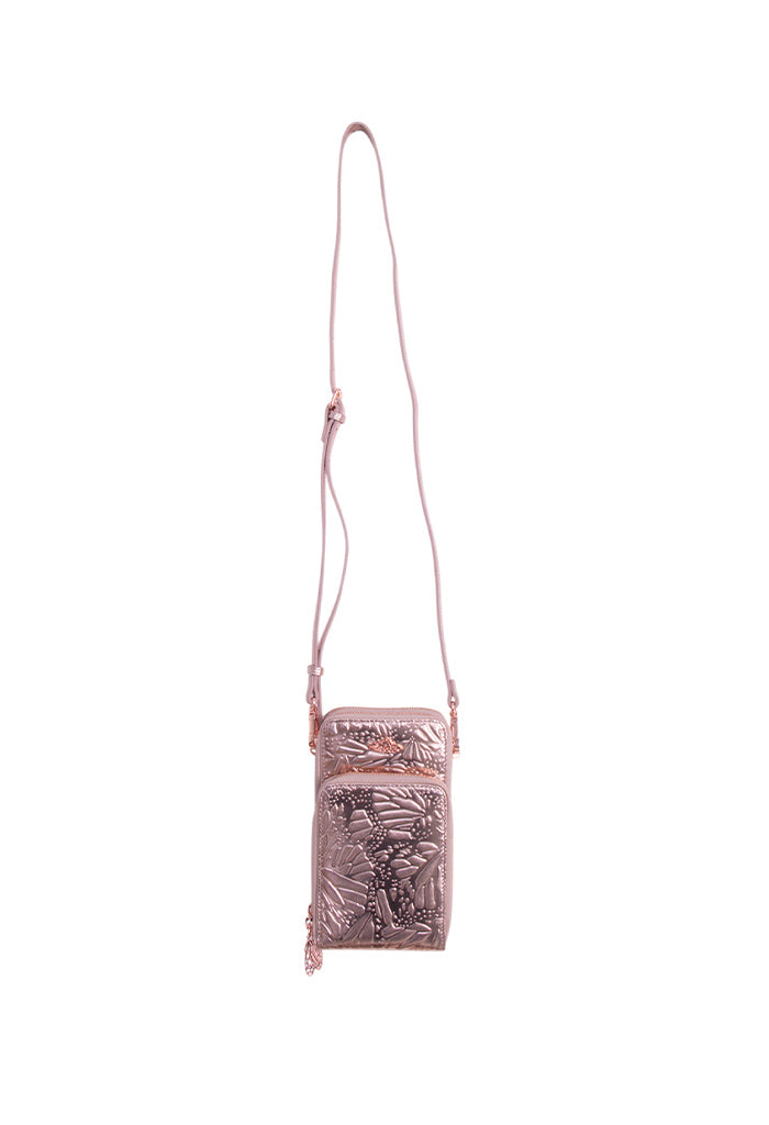 Porta Celular Naab de Piel Grabado Mariposa