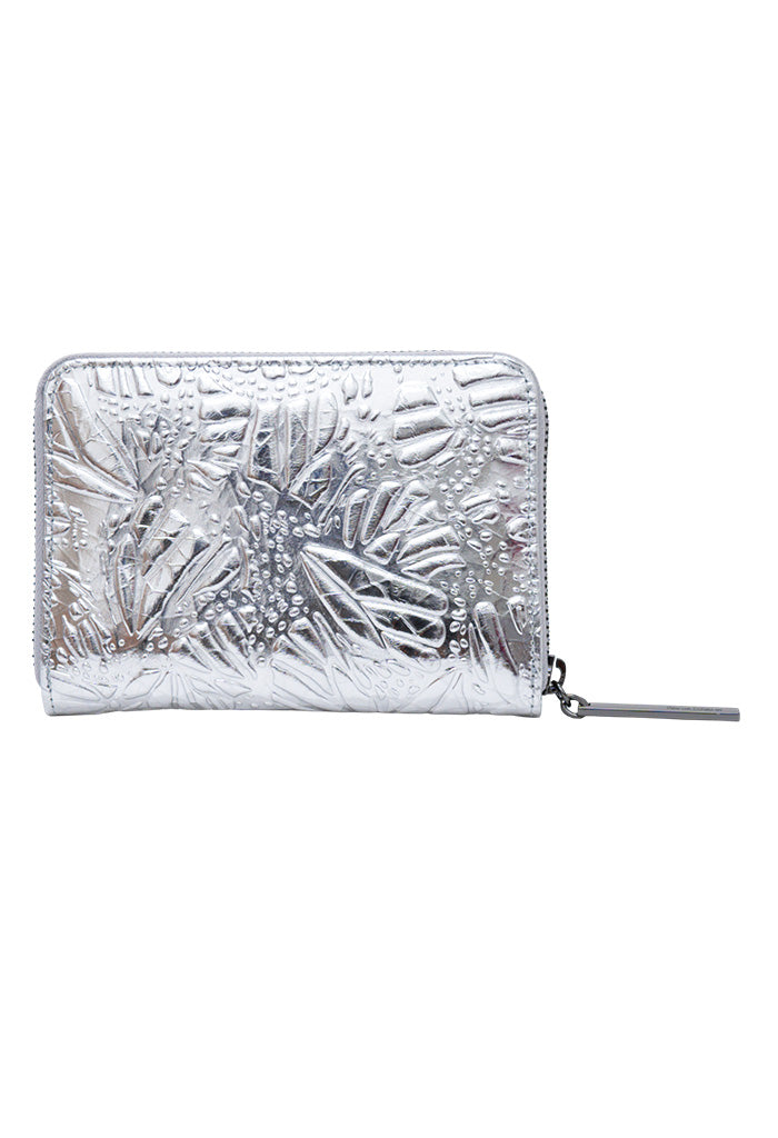 Cartera Mediana Piel Grabado Mariposa