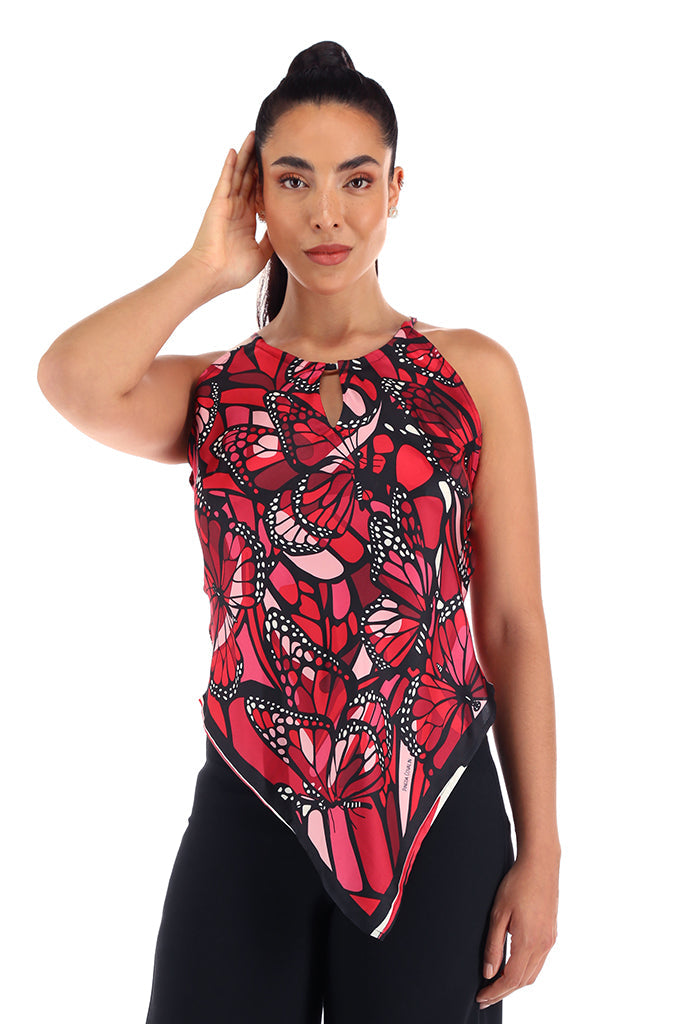 Blusa Cuello Ajustable Vuelo de Mariposa