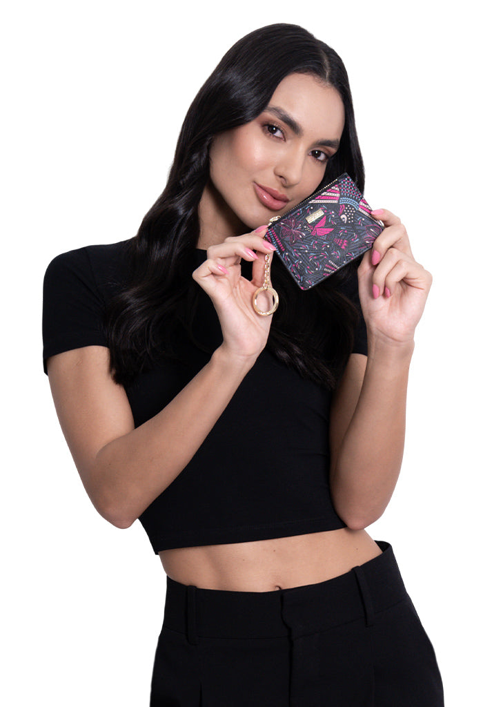 Tarjetero c/llavero Neek Saffiano Colibrí