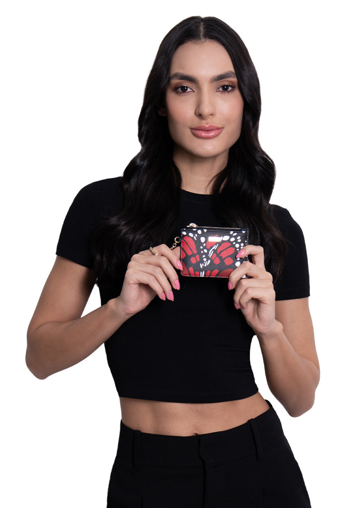 Tarjetero c/llavero Neek Saffiano Mariposa Macro