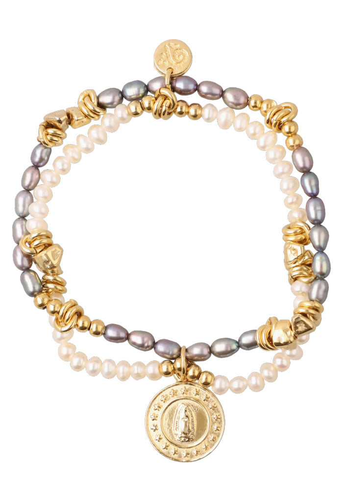 Pulsera con perlas Virgen Guadalupe