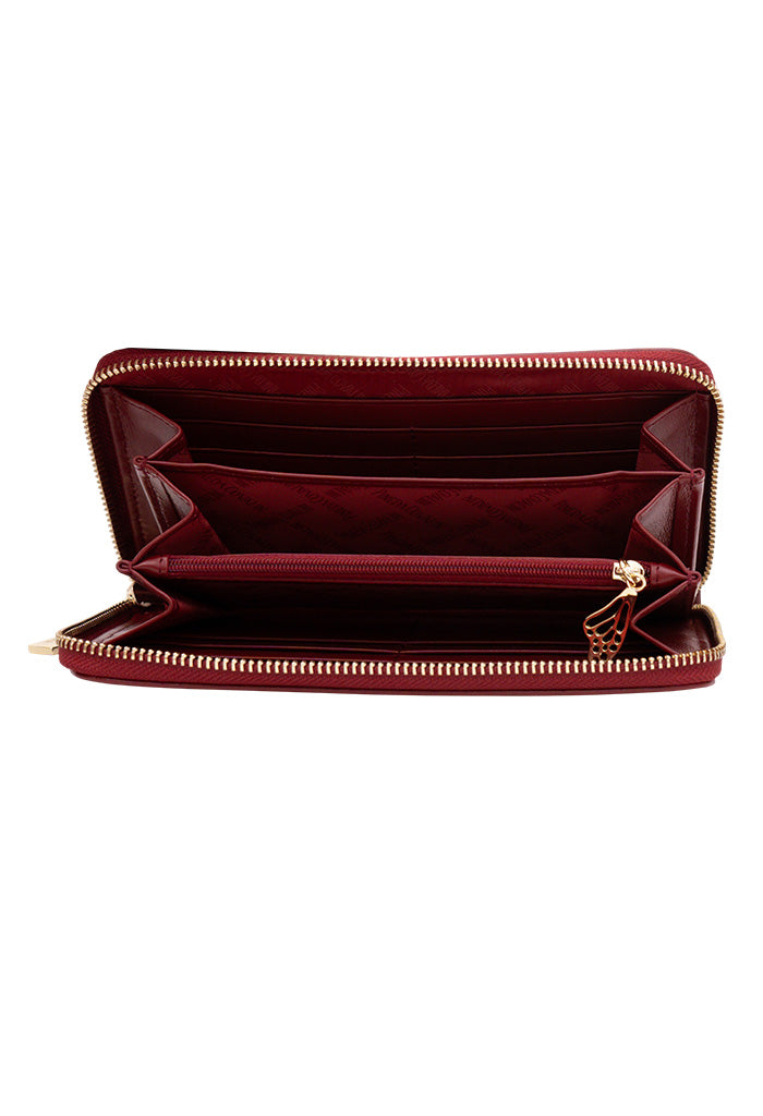 Cartera Grande Piel Grabado Mariposa