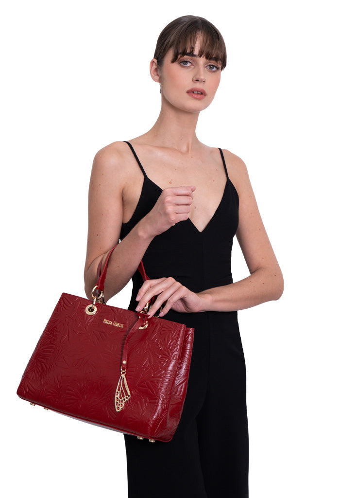 Bolsa Kaxan Piel Grabado Mariposa