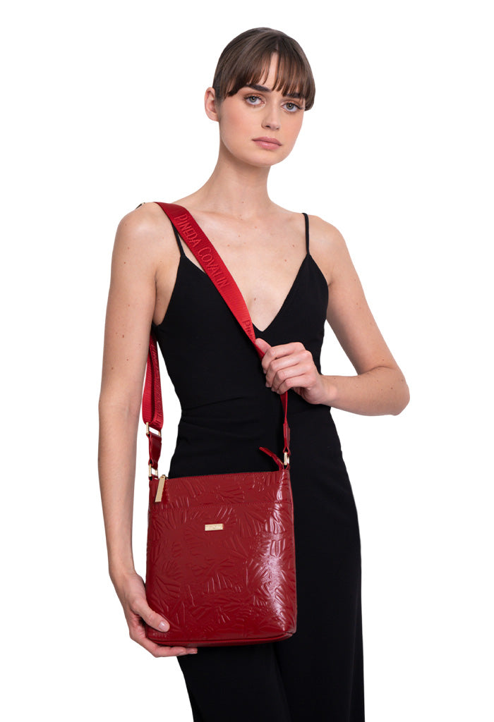 Messenger Bag Xíimbal de Piel Grabado Mariposa